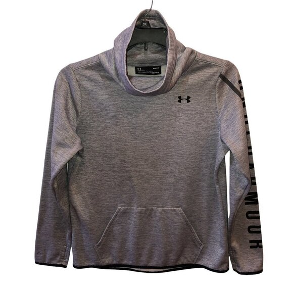 Under Armour Women Medium Gray Loose Fit Pullover Coldgear Sweatshirt Thumbholes - Picture 1 of 11